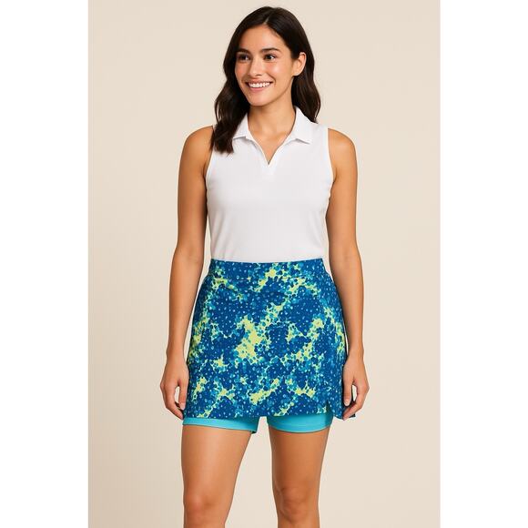 Slazenger XXL Plus Size Golf‎ Skort Blue Yellow Print Pockets Activewear Resort - Picture 12 of 12